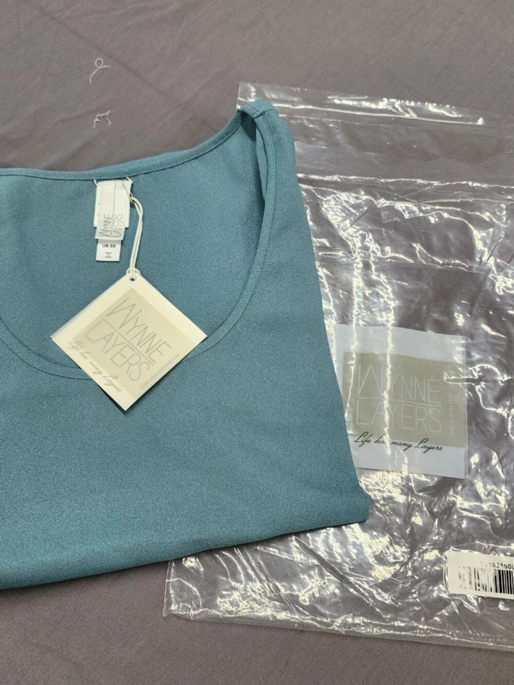 Wynne Layers Womens 3X Tank Top Dusty Teal Layered Hem Scoop Neck Sleeveless